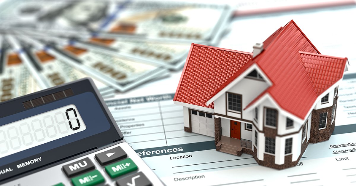 Mortgage calculator. House, noney and document. 3d; Mieten oder Kaufen